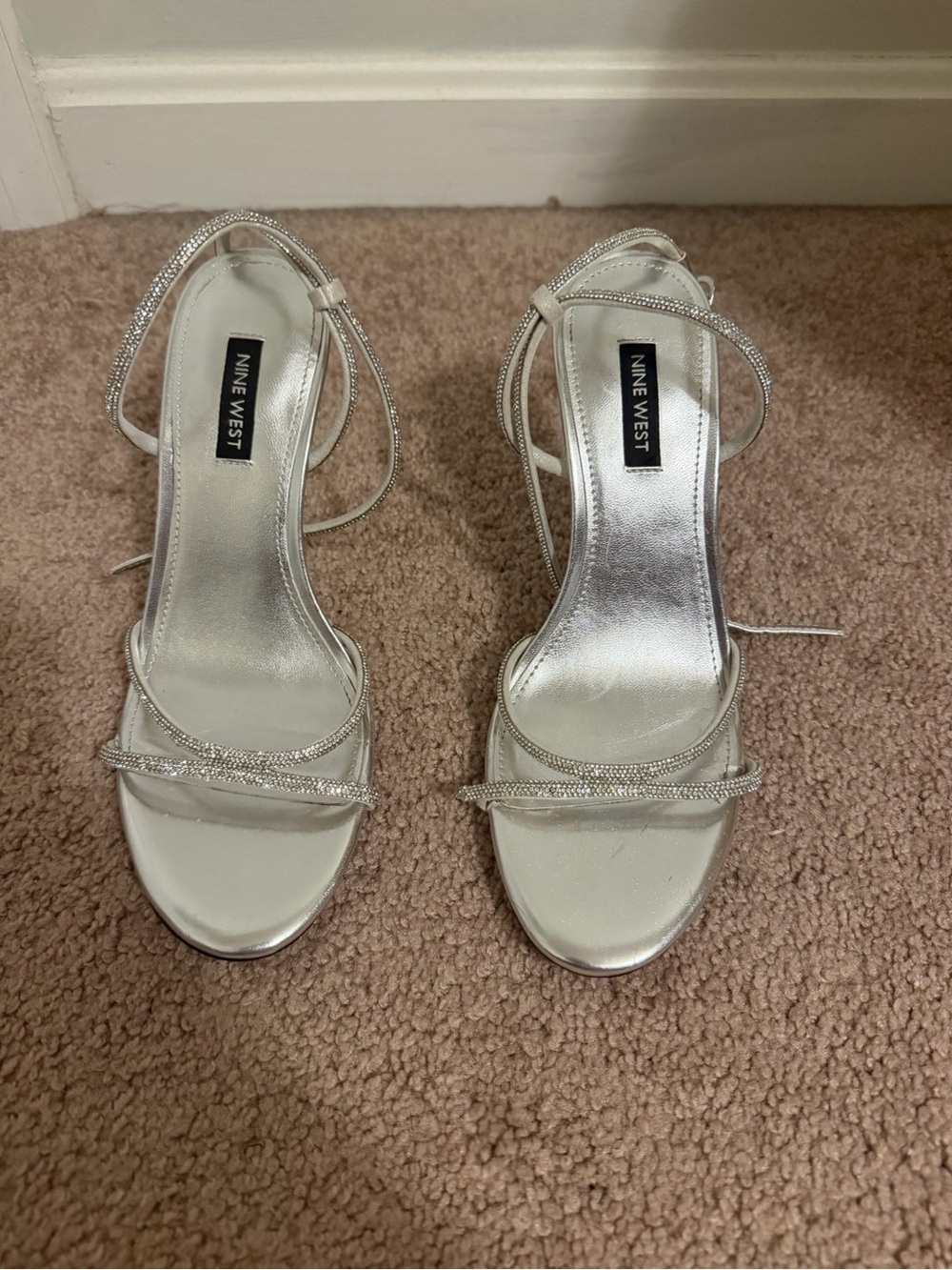 Nine West Silver Strappy Dress Heels